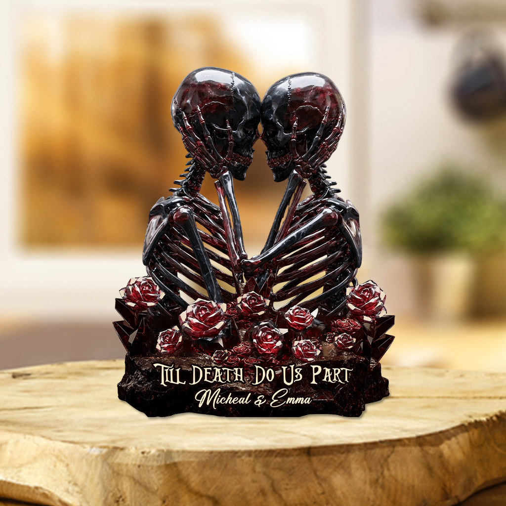 Bis dass der Tod uns scheidet – Personalisierte Acrylplakette in individueller Form für Paare