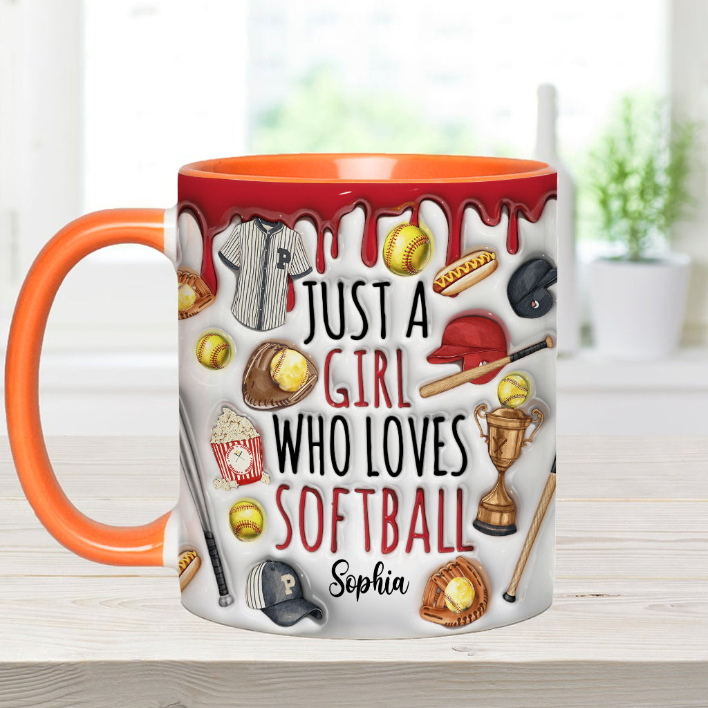 Mug personnalisé « Juste une fille qui adore le softball »