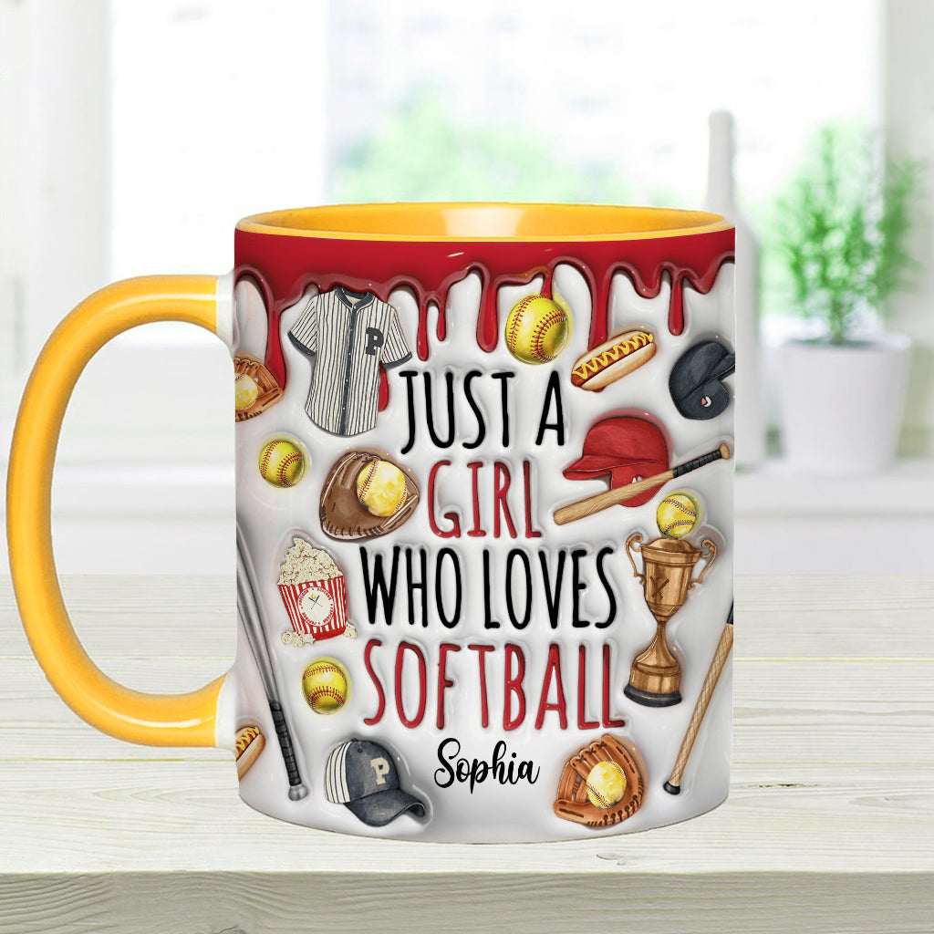 Mug personnalisé « Juste une fille qui adore le softball »