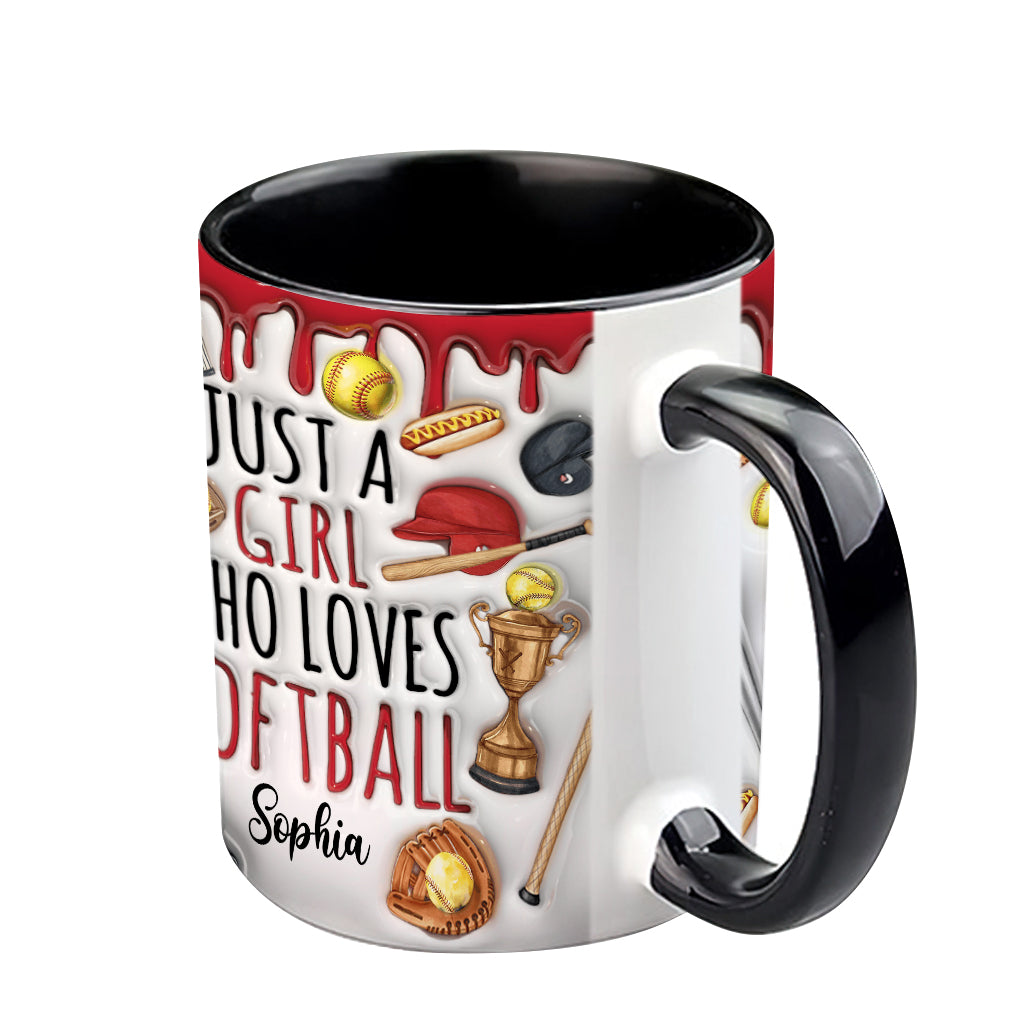 Mug personnalisé « Juste une fille qui adore le softball »