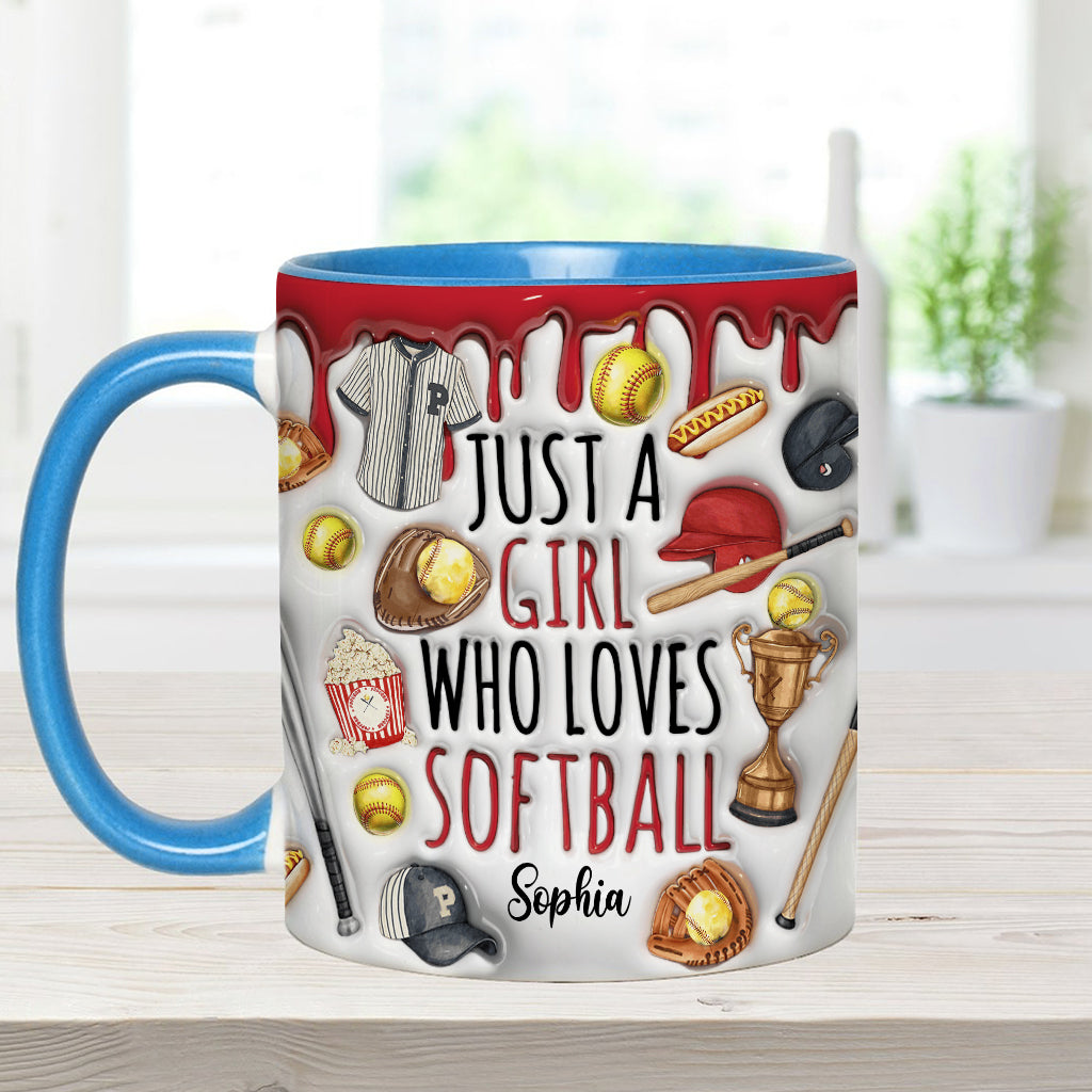 Mug personnalisé « Juste une fille qui adore le softball »