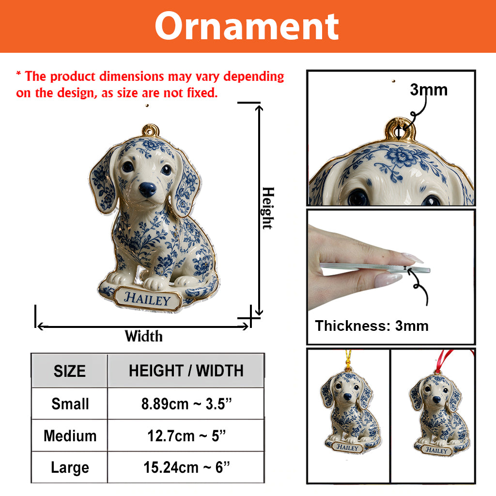 Toile De Jouy Dog - Personalized Dog Premium 3D Ornament