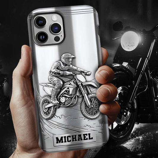 Handyhülle mit Metallic-Motiv (Dirtbike/Motocross) – Personalisierte Dirtbike-Handyhülle mit Vollbilddruck