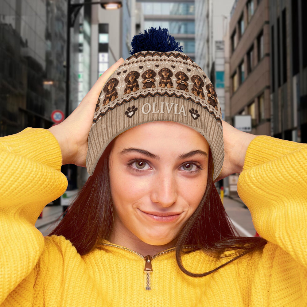 Dog Mom Heart - Personalized Dog Beanie Hat