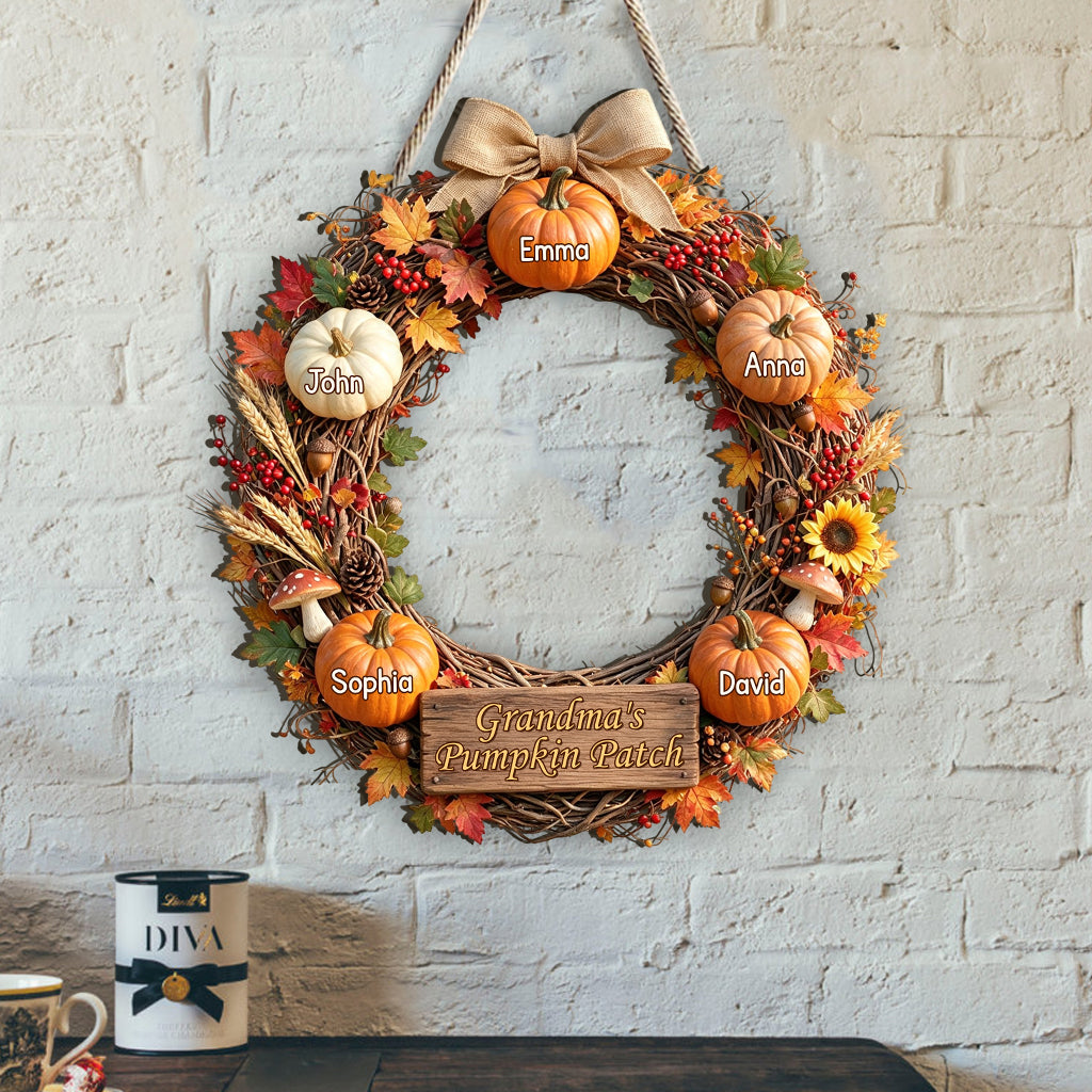 Grandma's Pumpkin Patch - Personalized Grandma Custom Shaped Wood Sign