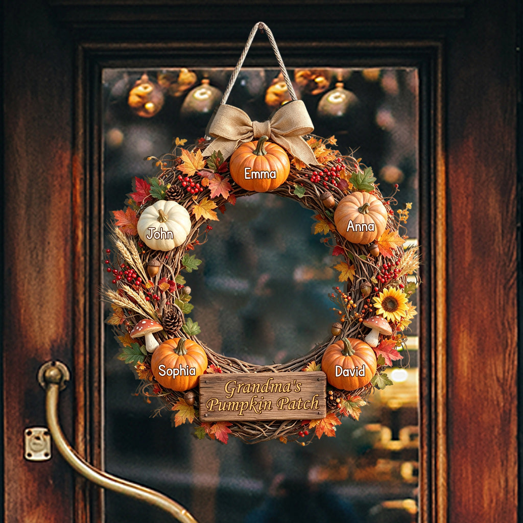 Grandma's Pumpkin Patch - Personalized Grandma Custom Shaped Wood Sign
