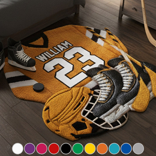 Liebe zum Hockey – Personalisierter, rutschfester, getufteter Hockey-Teppich