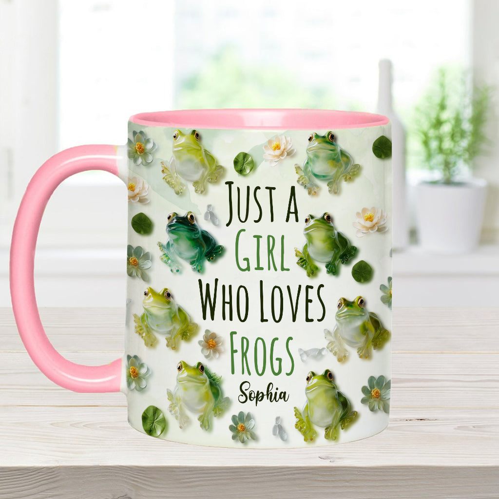 Just A Girl Who Loves Frogs - Personalized Frog Accent Mug