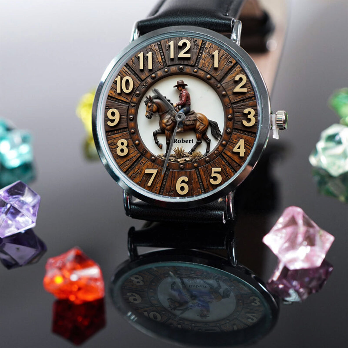 Montre à main personnalisée pour les amoureux des chevaux