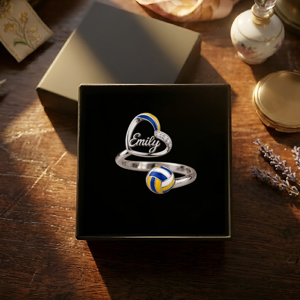 Love Volleyball - Personalized Volleyball Bracelet & Ring Set