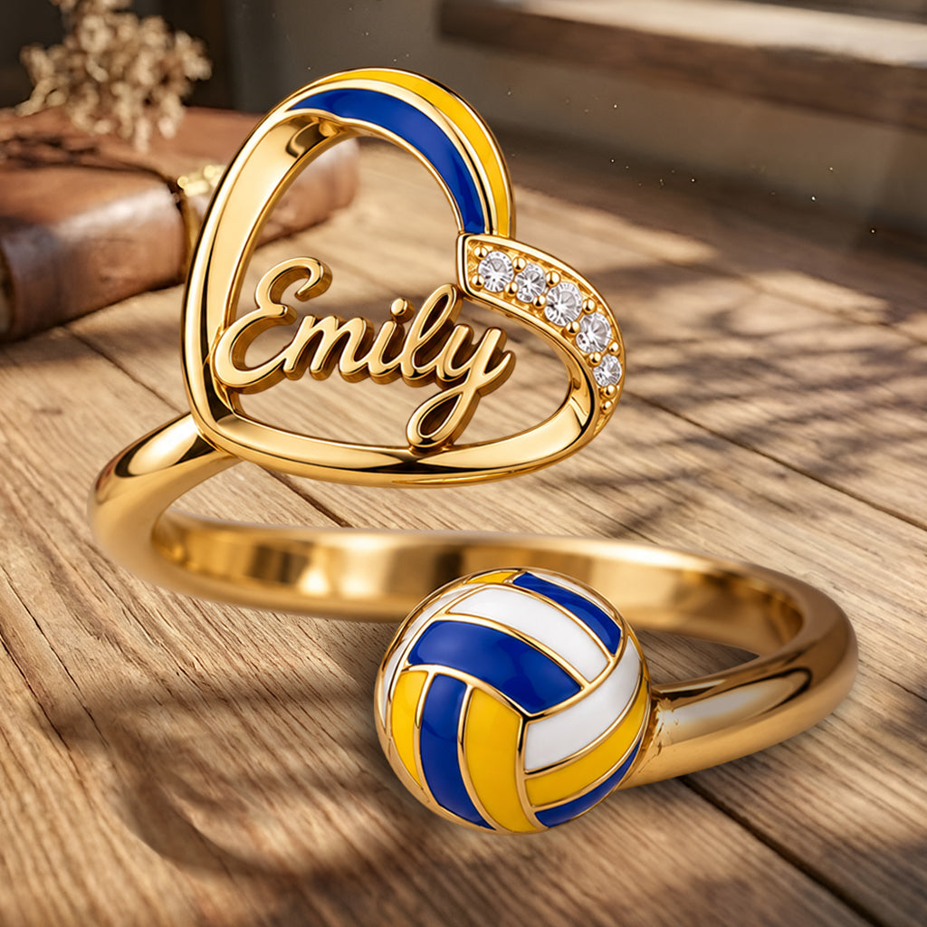 Love Volleyball - Personalized Volleyball Bracelet & Ring Set