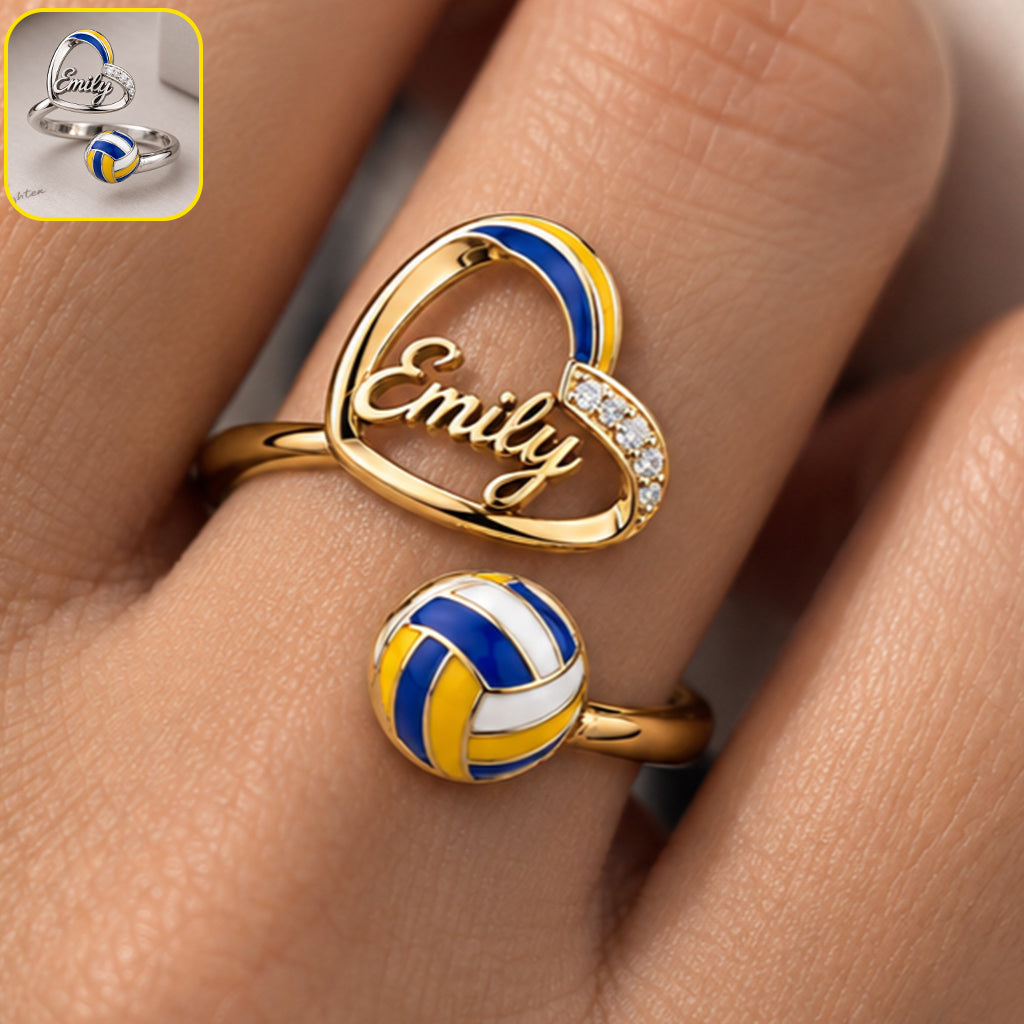 Love Volleyball - Personalized Volleyball Bracelet & Ring Set