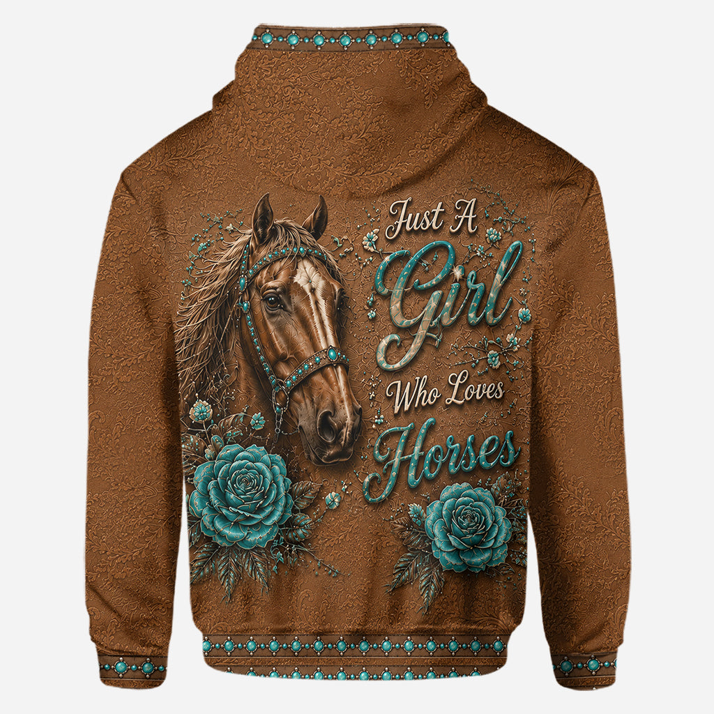 Juste une fille qui aime les chevaux - Chemise personnalisée tout en imprimé