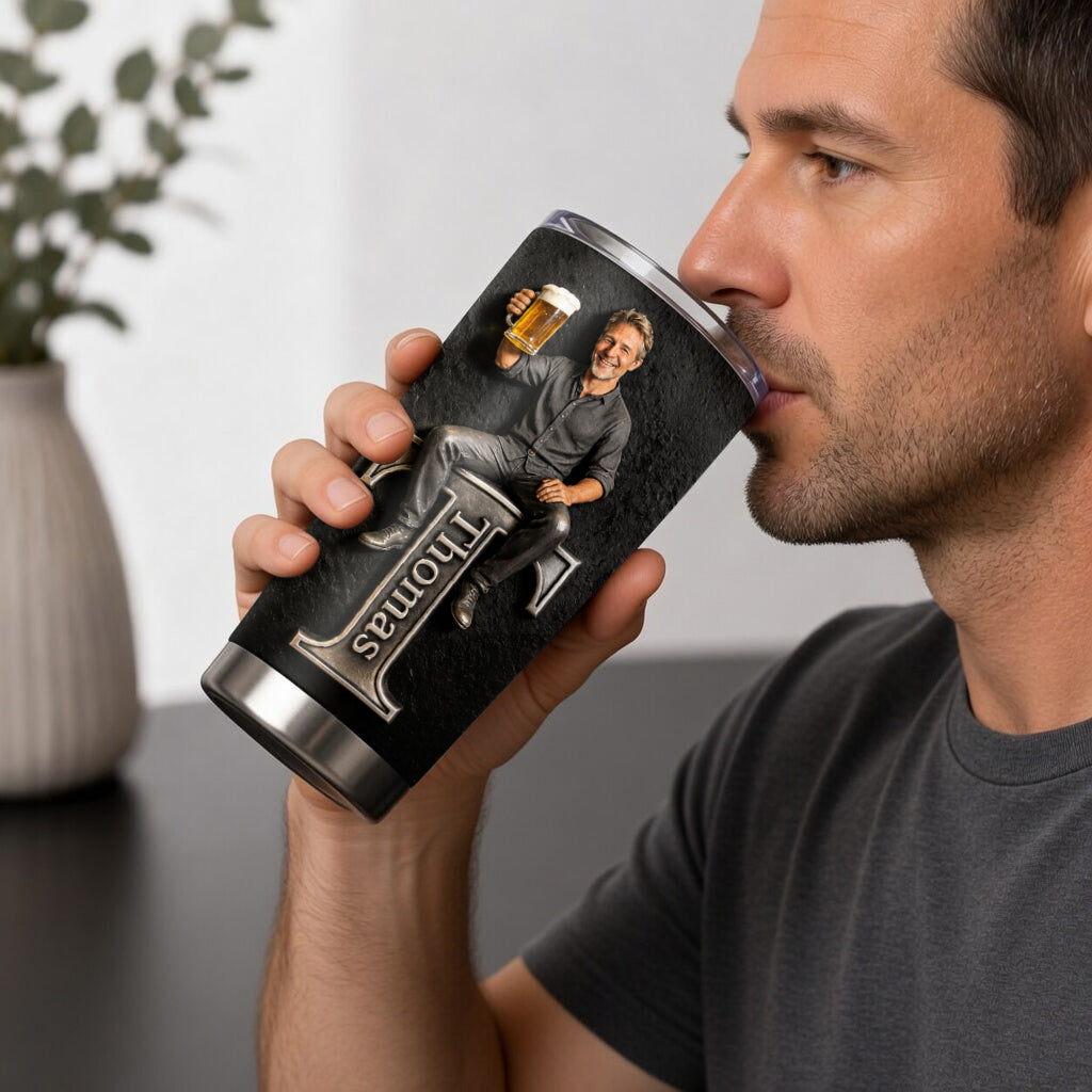 Jedes Foto, jedes Objekt - Bier, Werkzeuge, Angelrute... - Personalisierter Vater-Tumbler