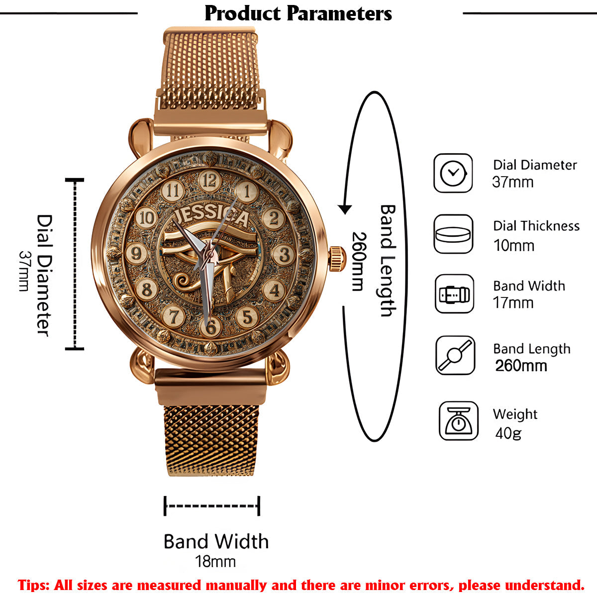 Égypte antique - Montre-bracelet personnalisée pour femme sur le thème de l'Égypte antique
