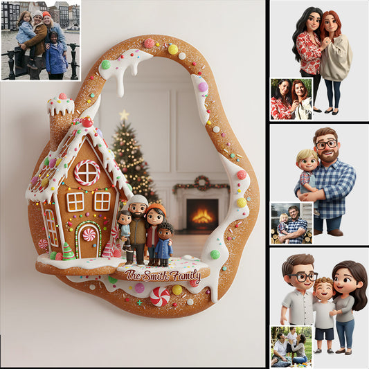 Fröhliche Lebkuchenweihnachten – Personalisierter Familien-Wandspiegel