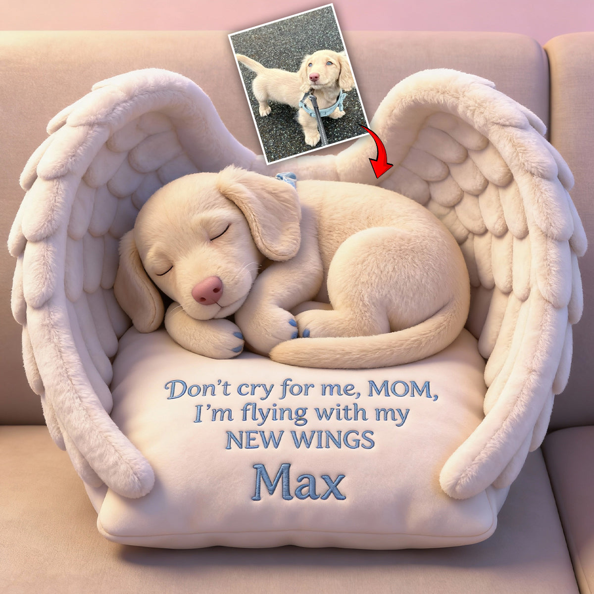 Ne pleure pas pour moi - Coussin personnalisé en fausse fourrure pour chien