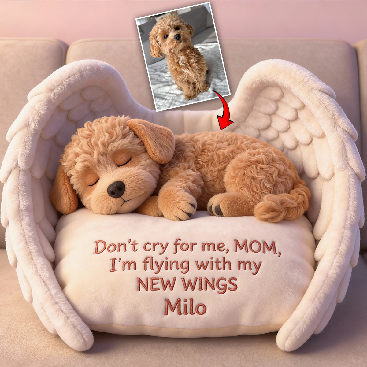 Ne pleure pas pour moi - Coussin personnalisé en fausse fourrure pour chien