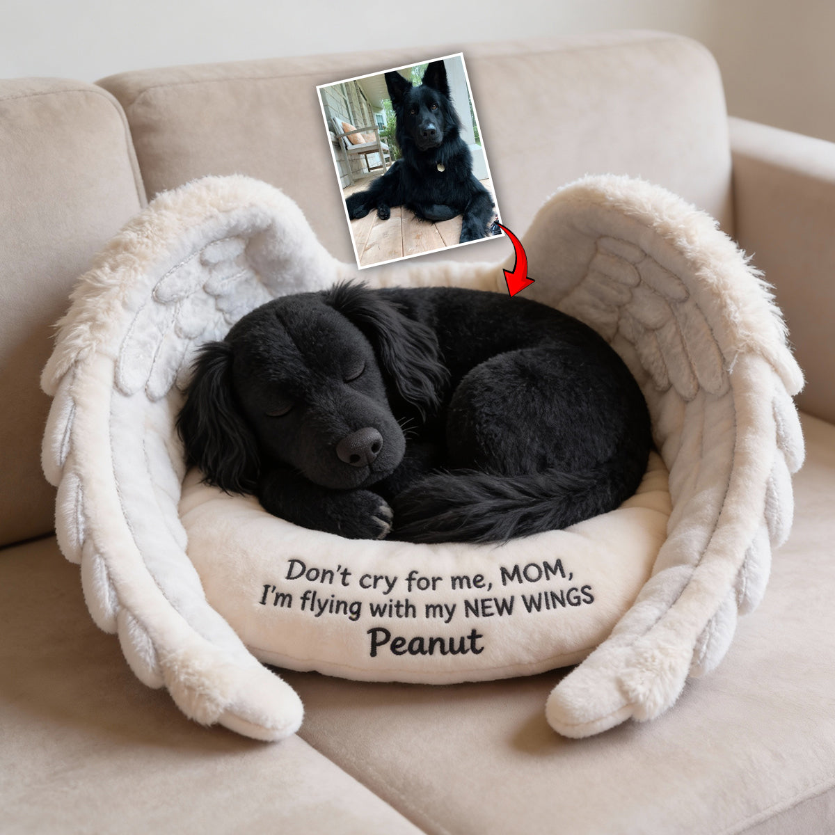 Ne pleure pas pour moi - Coussin personnalisé en fausse fourrure pour chien