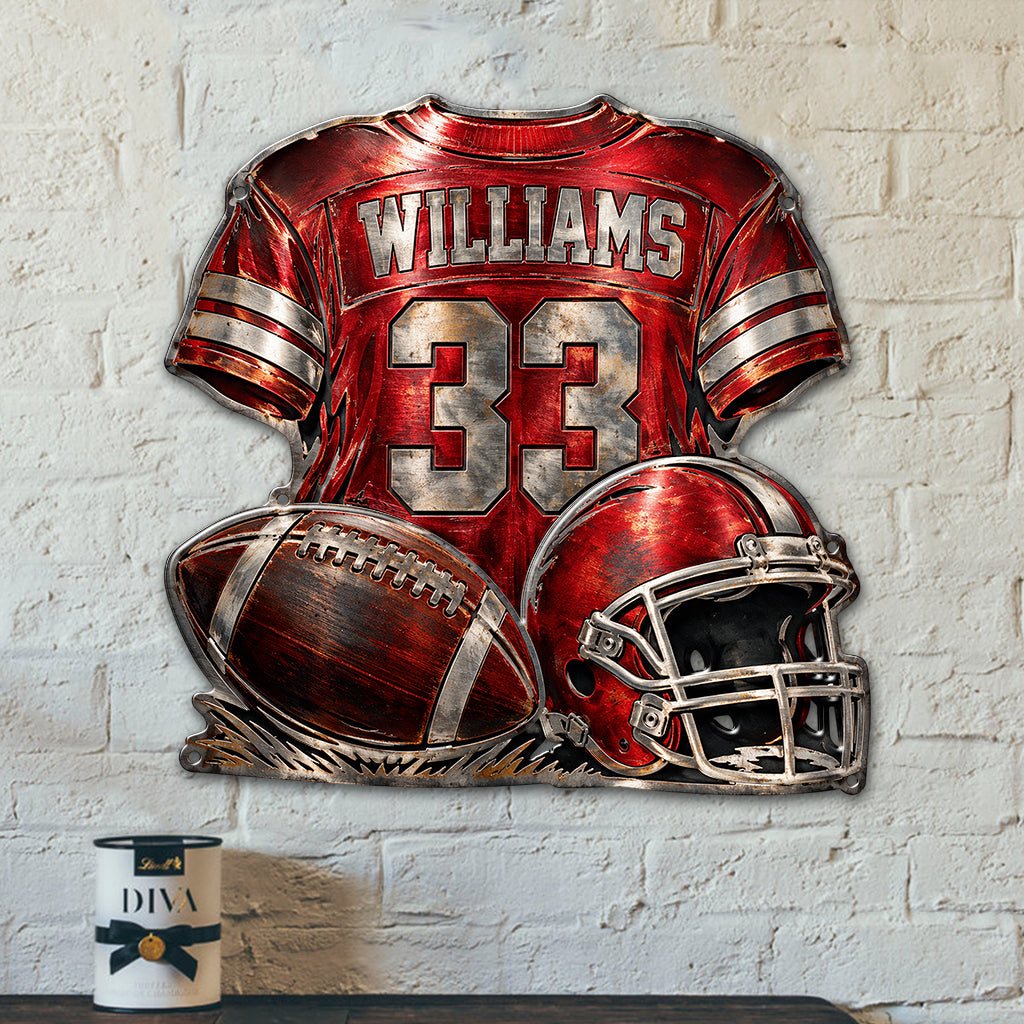 Love Football - Personalized Football 3D Printed Cut Metal Sign