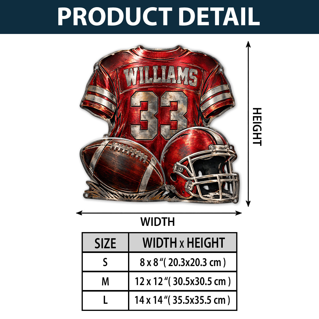Love Football - Personalized Football 3D Printed Cut Metal Sign