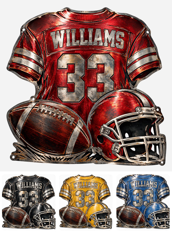 Love Football - Personalized Football 3D Printed Cut Metal Sign