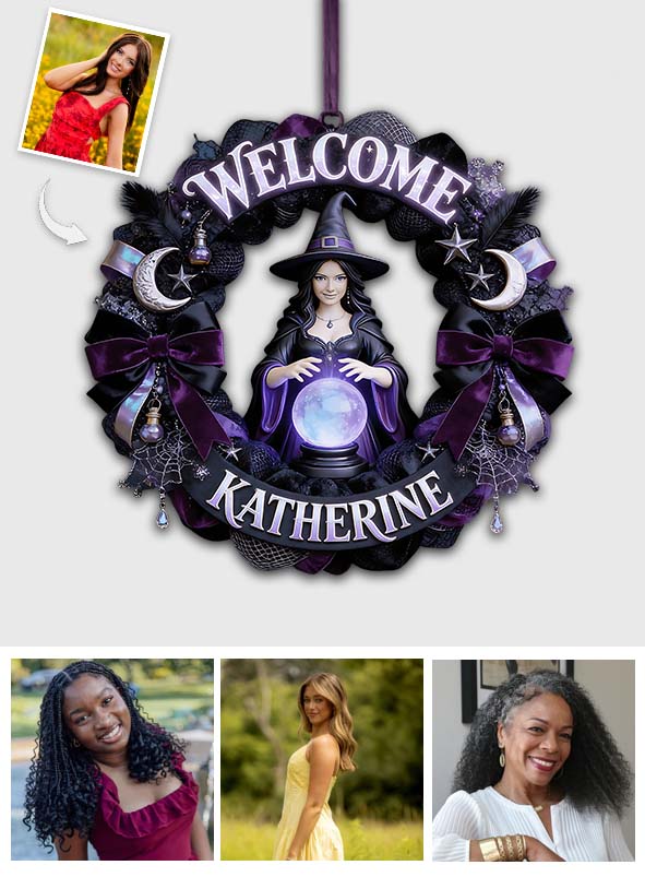 Any Photo Welcome Witches - Personalized Witch Custom Shaped Wood Sign
