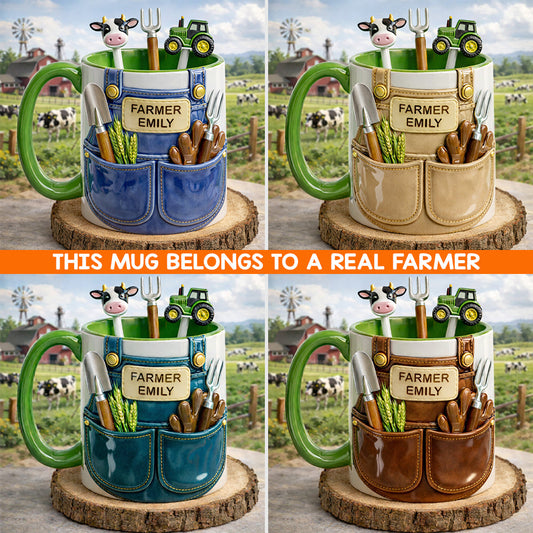 Geschenkidee für Landwirte, Bauernhof-Deko – Personalisierte Tasse mit Acryl-Rührstäbchen