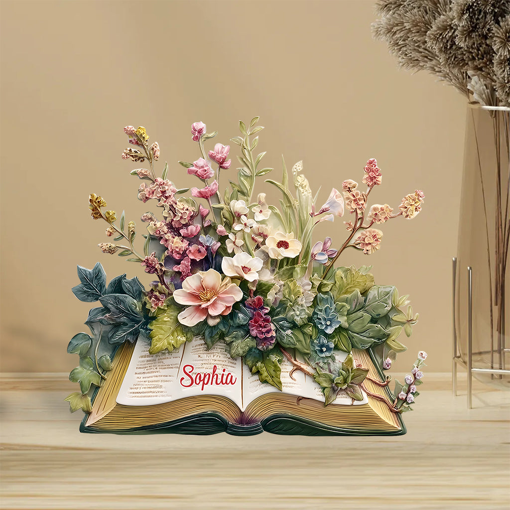 Une fille qui aime lire - Cadeau pour les amoureux des livres - Plaque acrylique personnalisée en forme de livre