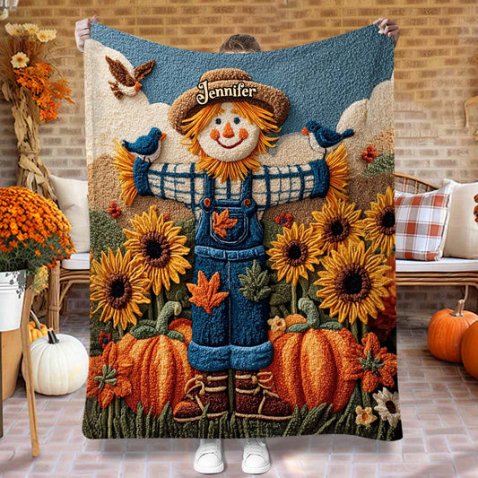 Herbstzeit mit Vogelscheuchen – Personalisierte Herbstdecke