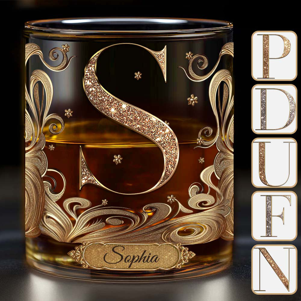 Elegantes personalisiertes Luxus-Whiskyglas mit Buchstabenangabe für Whisky- und Bourbon-Liebhaber