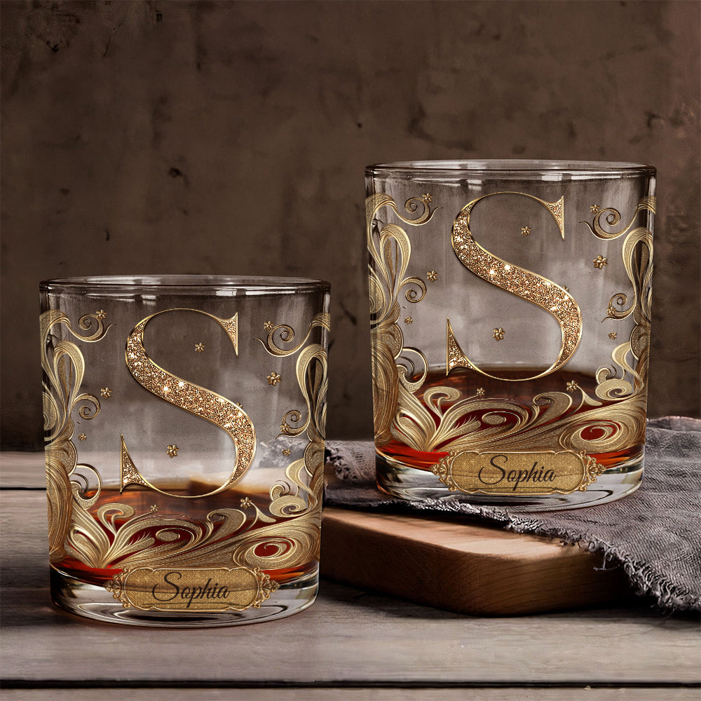 Elegantes personalisiertes Luxus-Whiskyglas mit Buchstabenangabe für Whisky- und Bourbon-Liebhaber