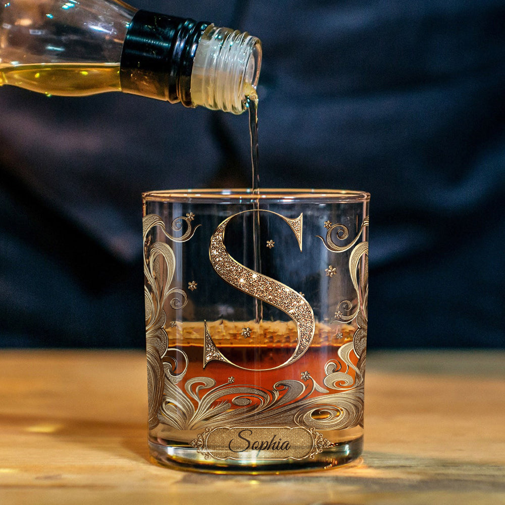 Elegantes personalisiertes Luxus-Whiskyglas mit Buchstabenangabe für Whisky- und Bourbon-Liebhaber