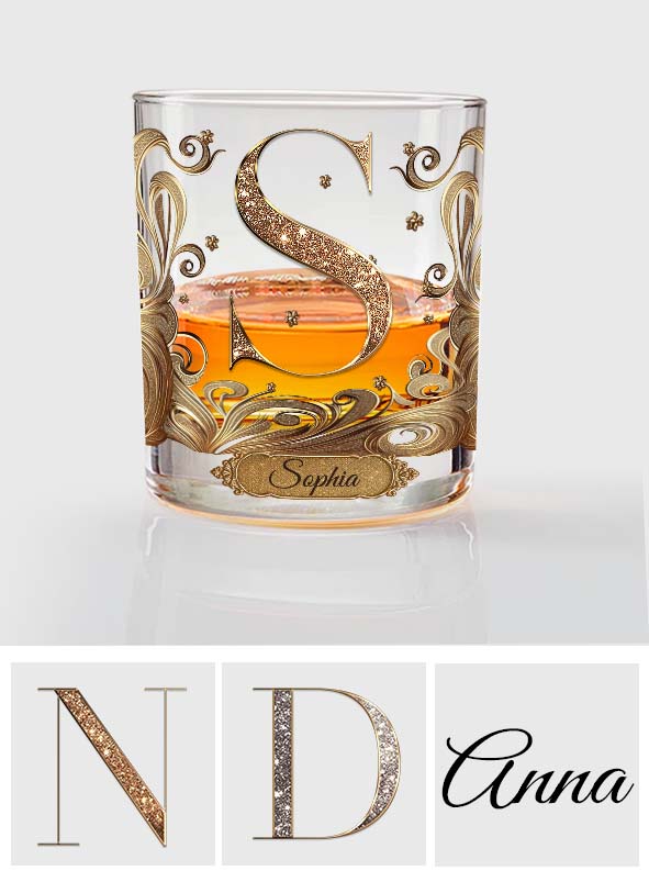 Elegantes personalisiertes Luxus-Whiskyglas mit Buchstabenangabe für Whisky- und Bourbon-Liebhaber