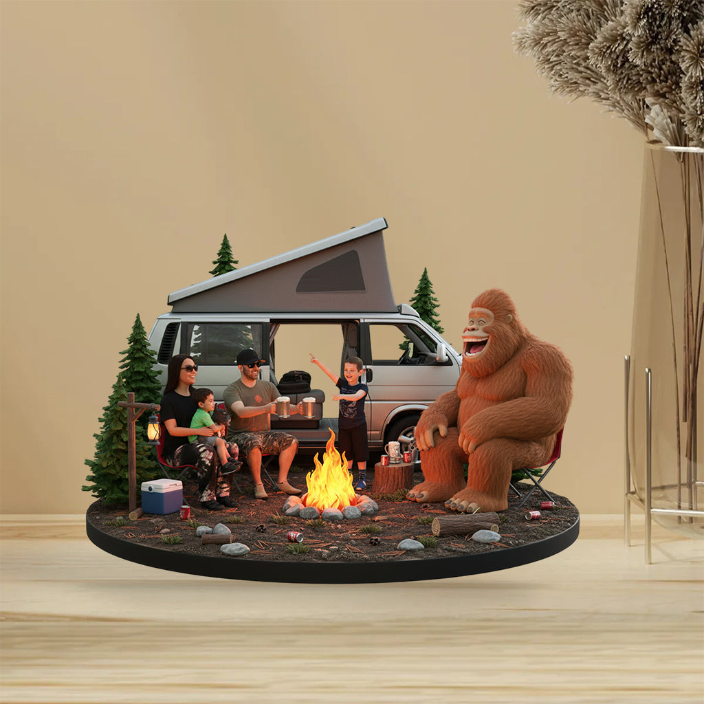 Plaque acrylique personnalisée « Camping amusant avec Sasquatch », réalisée à partir de n'importe quelle photo.