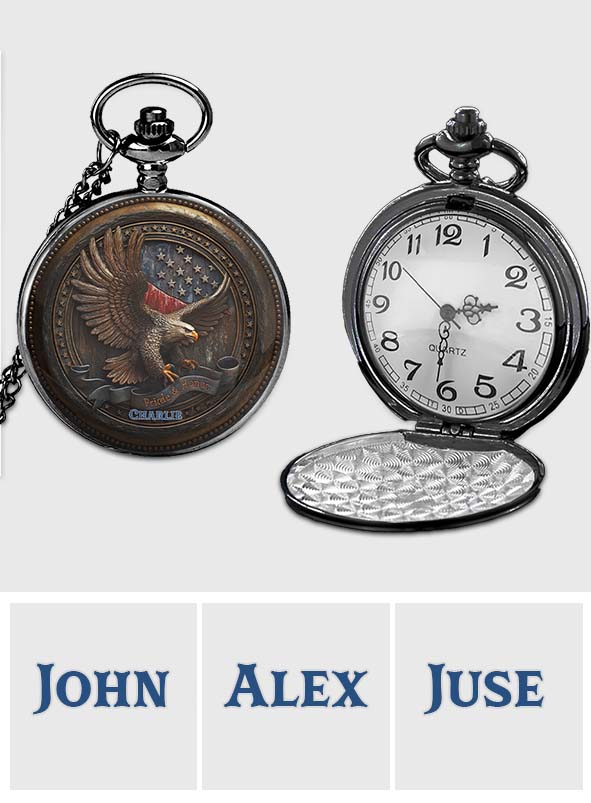 Fier d'être Américain - Montre de poche Aigle à tête blanche personnalisée