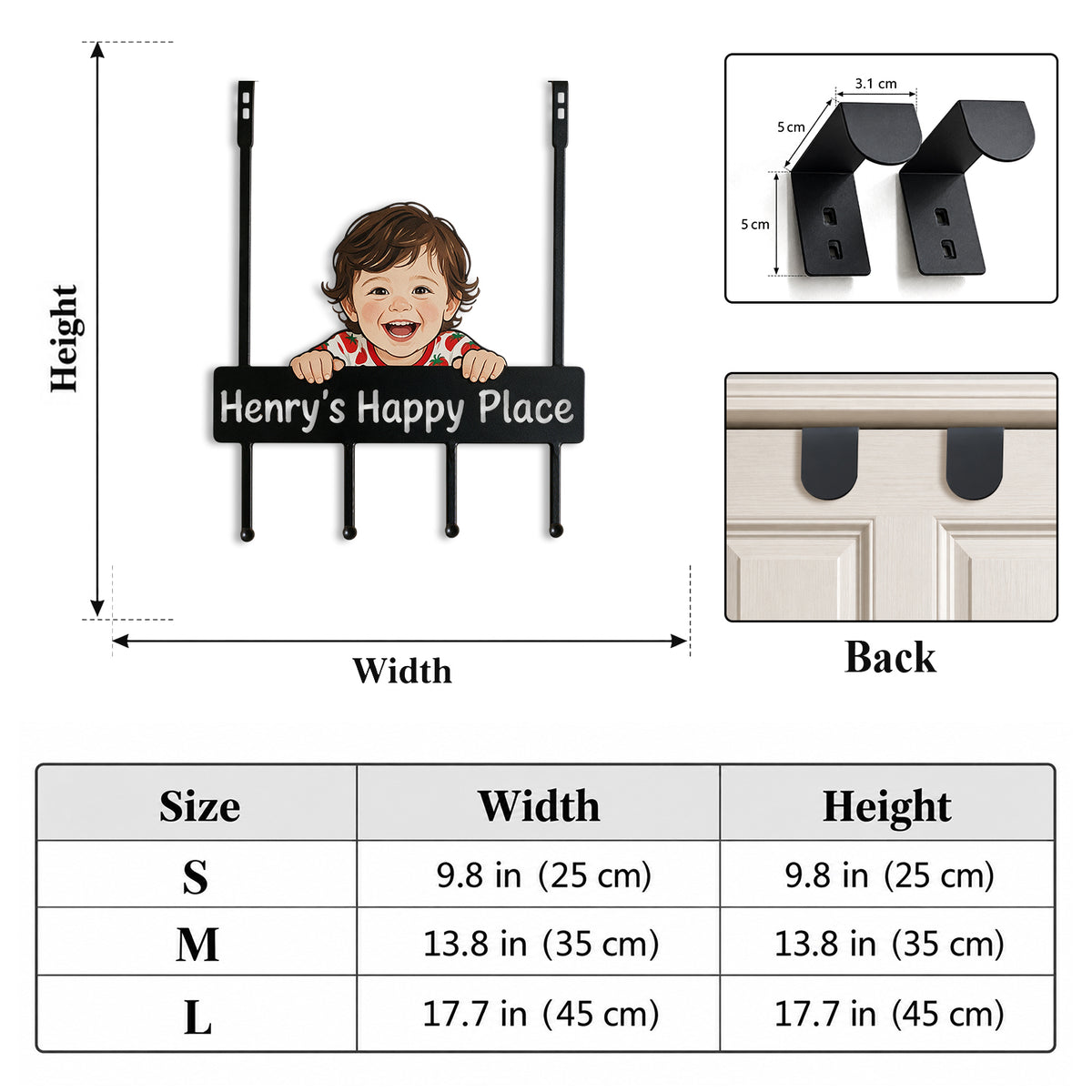 My Happy Place - Personalized Kid Metal Door Hooks
