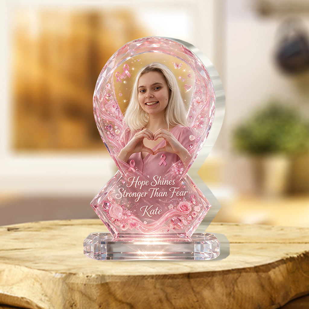 Strong Warriors - Personalized Breast Cancer Awareness Custom Shaped Acrylic Plaque