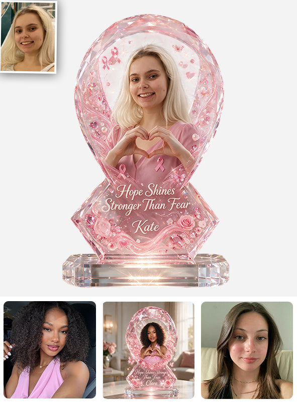 Strong Warriors - Personalized Breast Cancer Awareness Custom Shaped Acrylic Plaque