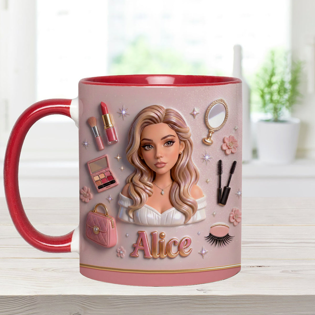 Love Make Up, Make Up Artist - Personalized Makeup Set Accent Mug with Acrylic Stirrers