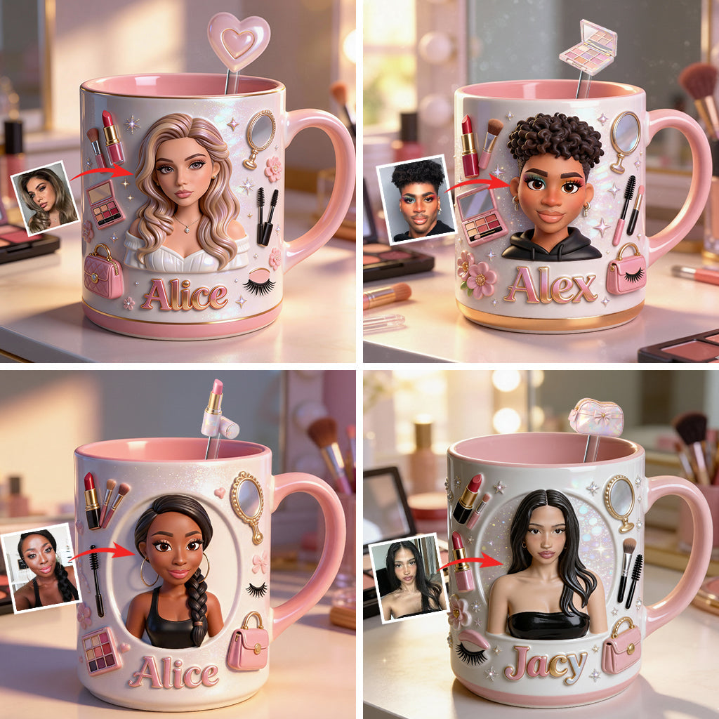 Love Make Up, Make Up Artist - Personalized Makeup Set Accent Mug with Acrylic Stirrers