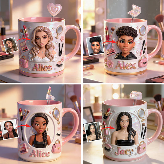 Liebe Make-up, Make-up-Artist – Personalisierter Make-up-Set-Becher mit Acryl-Rührstäbchen