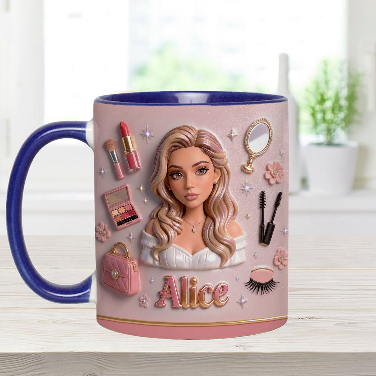 Love Make Up, Make Up Artist - Personalized Makeup Set Accent Mug with Acrylic Stirrers