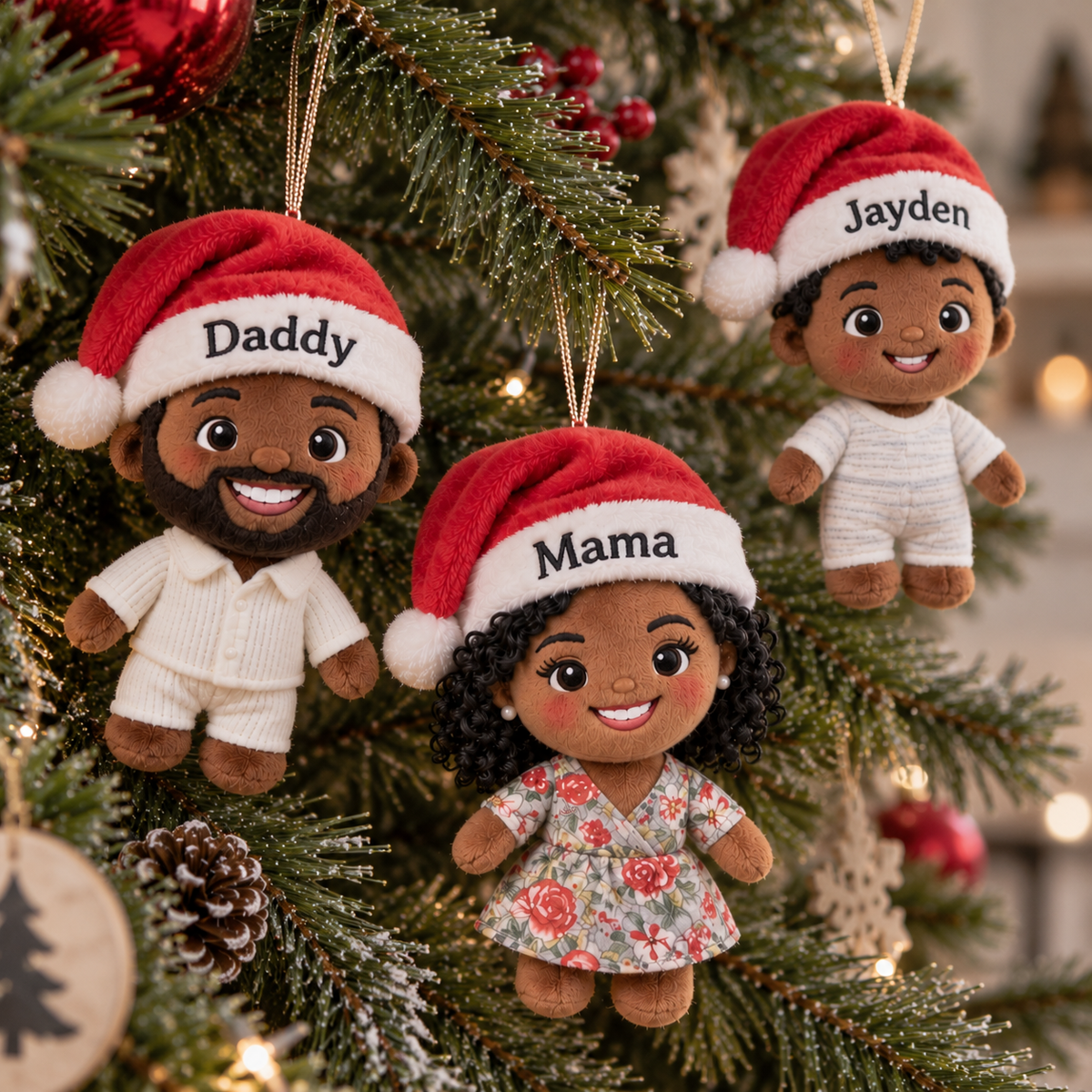 Kleines Weihnachten - Personalisierte Familien-Plüschornament