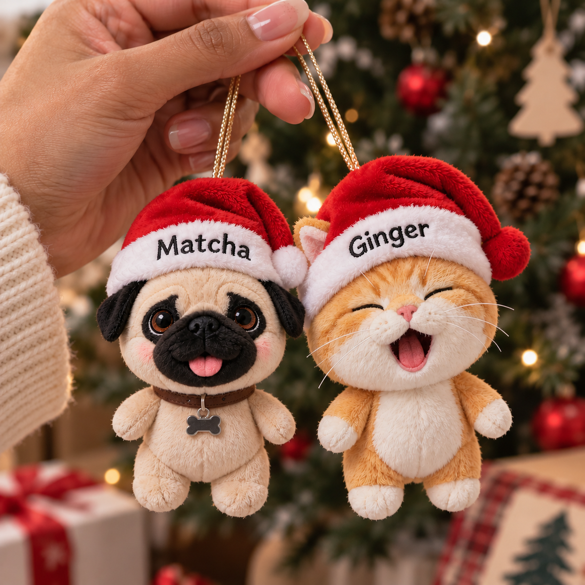 Kleines Weihnachten - Personalisierte Familien-Plüschornament