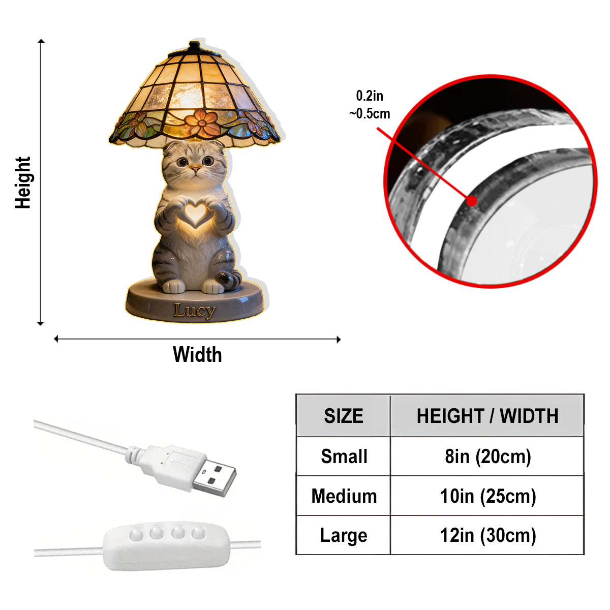 Custom Any Photo - Love My Pet - Personalized Cat Acrylic LED Night Light
