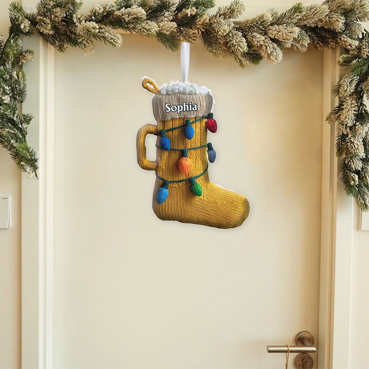 Cadeau de Noël amusant pour les amateurs de bière - Chaussette de Noël personnalisée en forme de bière