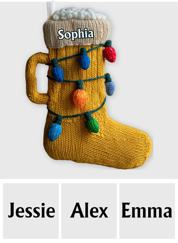 Cadeau de Noël amusant pour les amateurs de bière - Chaussette de Noël personnalisée en forme de bière