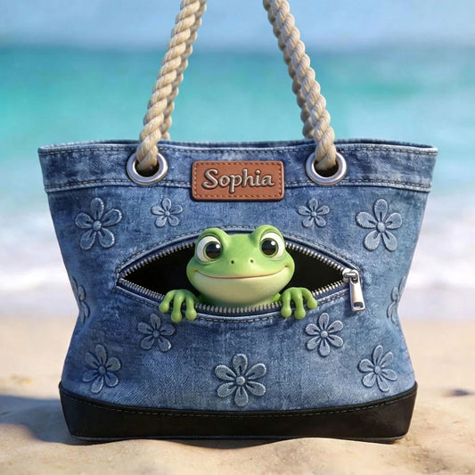 Liebe Frösche - Personalisierte Frosch Strandtasche