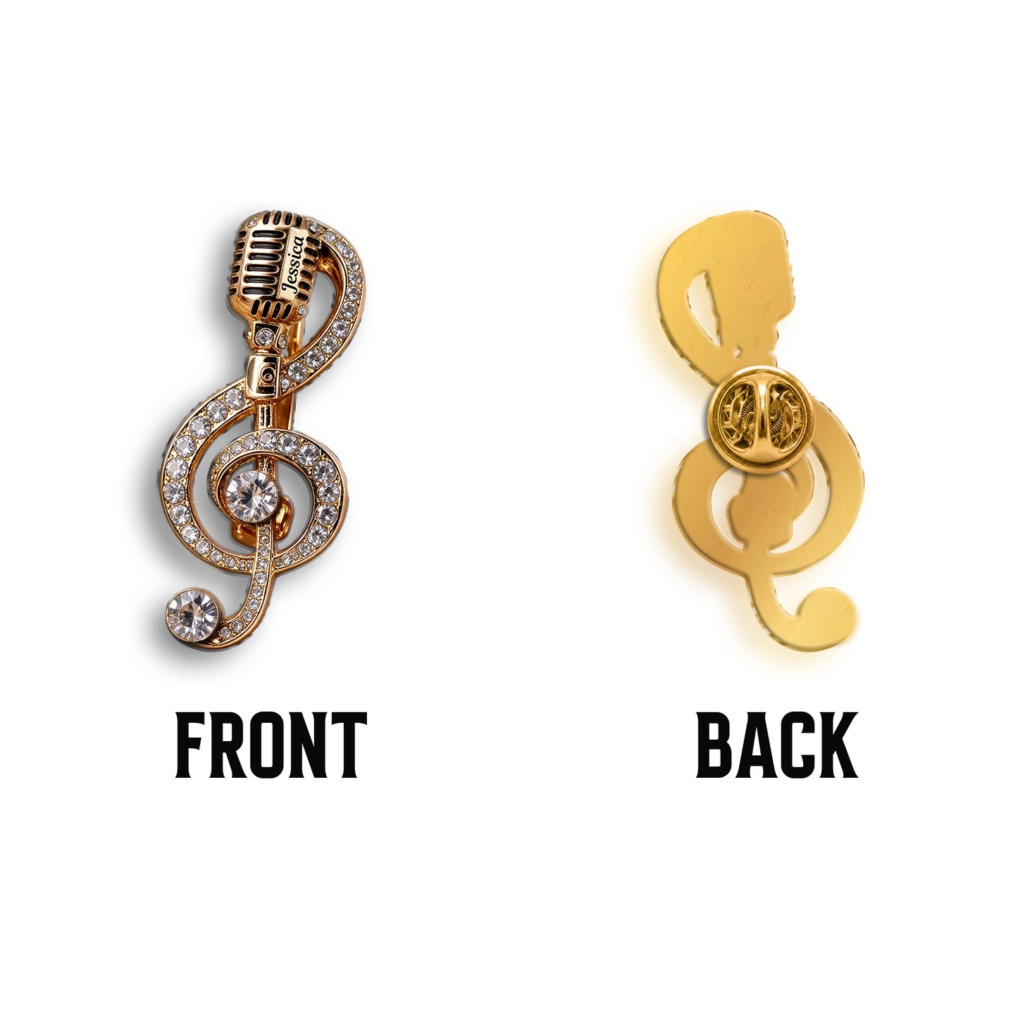Microphone Music Brooch Classic Note, Birthstone Music Pin - Personalized Music 3D Embossed Enamel Pin
